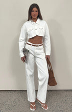 Did You Miss Me Mid Rise Straight Leg Jeans Off White
