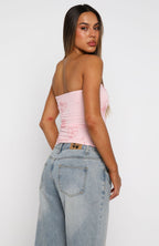 Glow Season Beaded Strapless Top Baby Pink