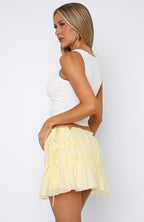 Free Falling Tiered Mini Skirt Lemon