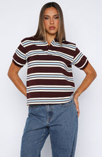 Make Your Move Polo Tee Burgundy Stripe