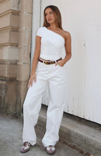 Bring The Style High Rise Wide Leg Jeans Off White
