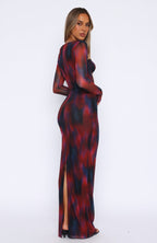 Let Me Think Long Sleeve Maxi Dress Raspberry Rhapsody