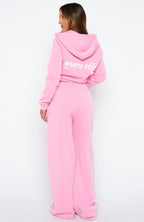 Down For Whatever Wide Leg Sweatpants Pink Wash