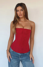 Tell Me A Secret Strapless Bustier Red