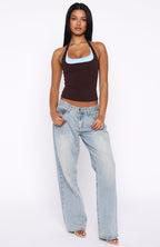 No Proof Double Layer Halter Top Chocolate/Blue