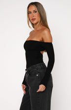 Confidence Check Long Sleeve Bodysuit Black
