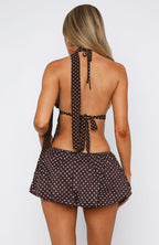 Quick Getaway Top Chocolate Polka Dot