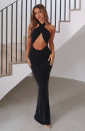 Set For Life Halter Maxi Dress Black