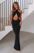 Set For Life Halter Maxi Dress Black