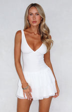 Guessing Games Mesh Mini Dress White