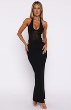 No Notes Needed Halter Maxi Dress Black