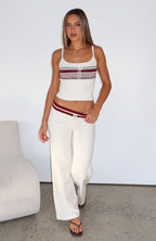 Keep Driving Knit Pants Burgundy Stripe