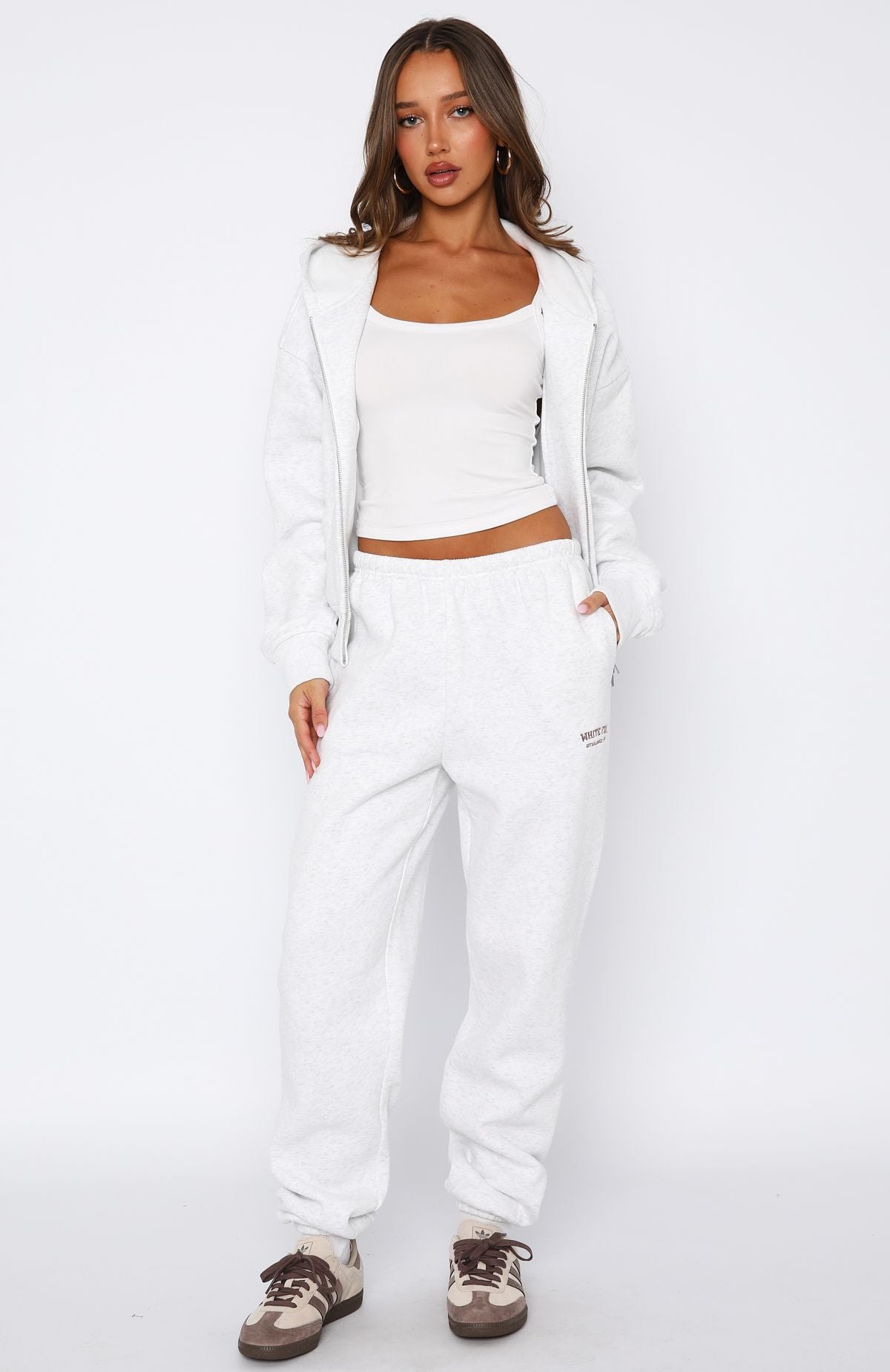 Can't Miss It Sweatpants Grey Marle/Rose Gold