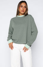 Touchdown Long Sleeve Tee Green Stripe