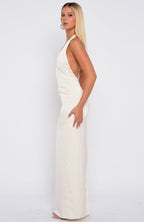 Night-Time Madness Halter Maxi Dress Oyster