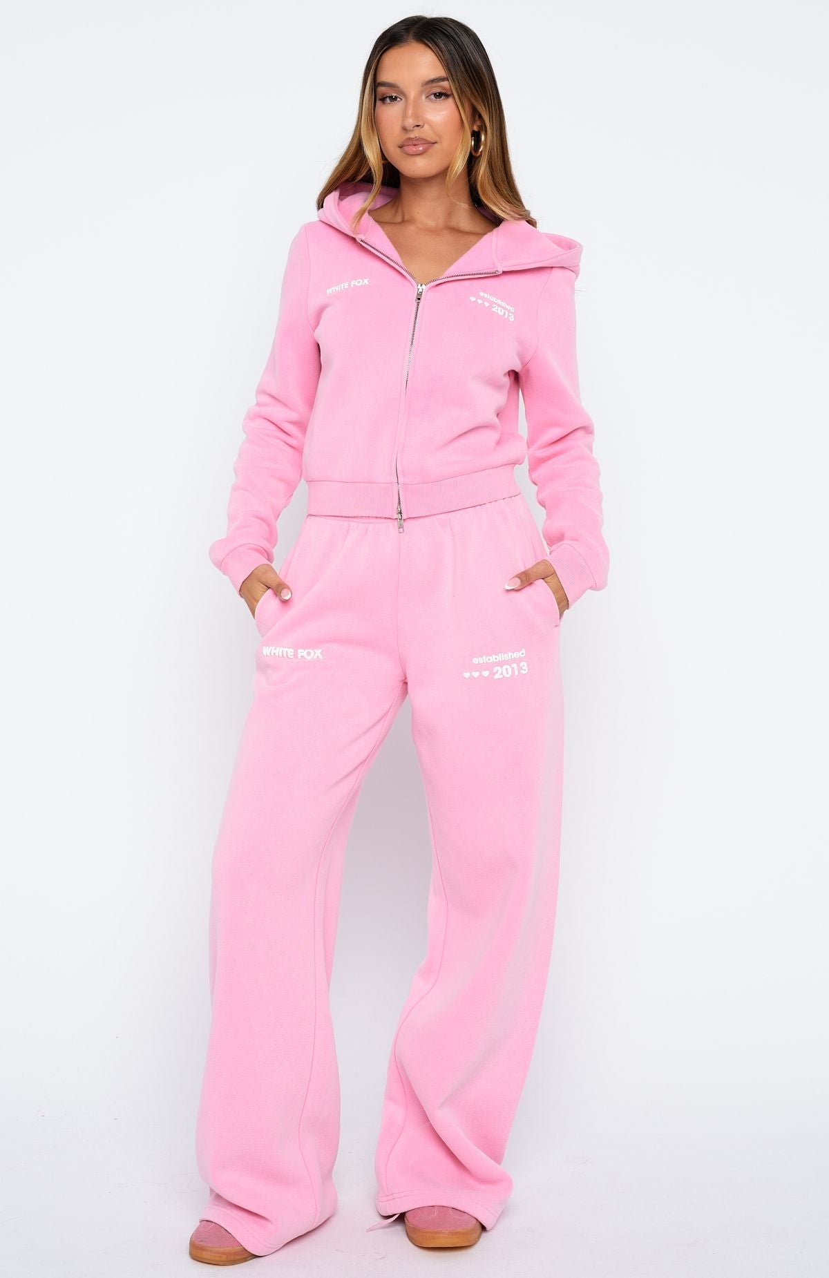 Down For Whatever Wide Leg Sweatpants Pink Wash