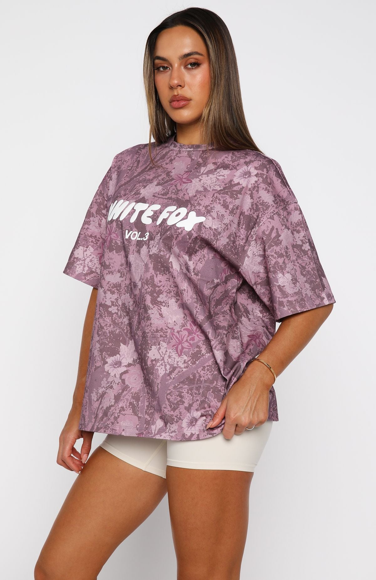 Offstage Printed Oversized Tee Berry Floral