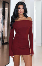 Parental Guidance Knit Mini Dress Burgundy