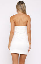 Gilded Nights Strapless Mini Dress White