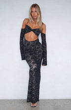 My Whole Heart Lace Maxi Dress Black