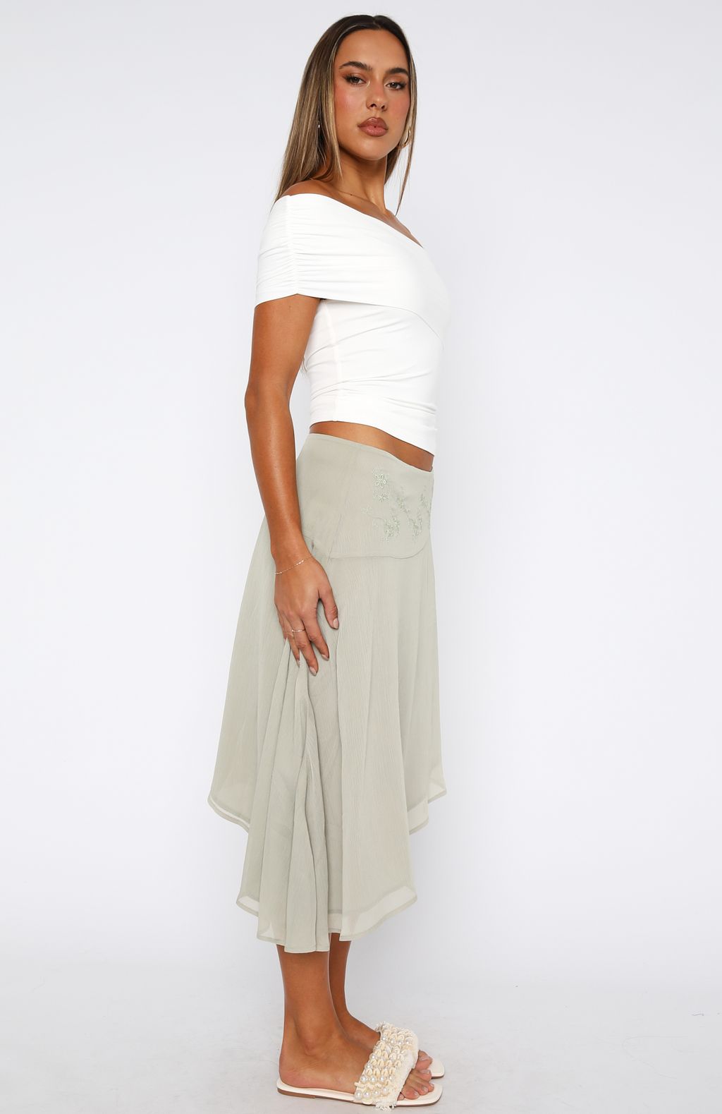 Hidden Grace Midi Skirt Sage