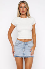 Never Guilty Denim Mini Skirt Light Blue