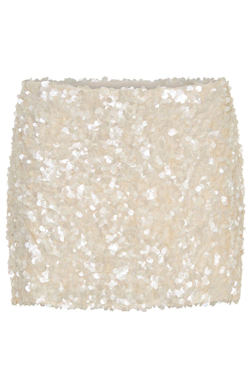 Soft Power Sequin Mini Skirt Cream