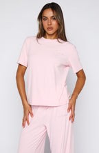Come A Long Way Soft Lounge Ribbed Tee Pink