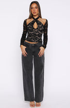 Last Time I Needed You Lace Top Black