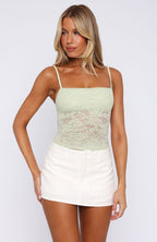 Give Her More Lace Cami Top Green