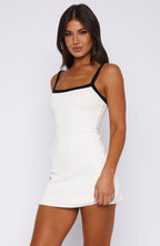 In This Moment Ribbed Mini Dress White/Black