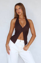 Beginning To Wonder Halter Top Chocolate