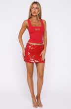 Girly Things Sequin Mini Skirt Red