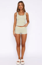 Escape Mode Booty Shorts Lemon Candy Stripe