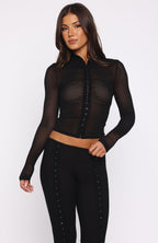 On My Own Wave Long Sleeve Top Black