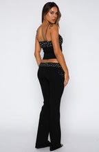 Saving My Heart Pants Black/White Polka Dot