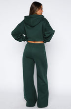 Brand New Start Wide Leg Sweatpants Forest Green