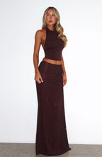 Prism Embellished Maxi Skirt Chocolate