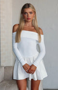 Big Reveal Long Sleeve Mini Dress Off White