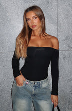 Confidence Check Long Sleeve Bodysuit Black