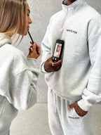 Core Classic Zip Front Sweater Dark Grey Marle