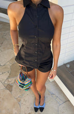 Can't Give You Up Halter Top Black