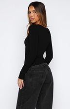 Whisper To You Long Sleeve Top Black