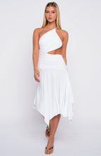 Tie Me Down One Shoulder Midi Dress White