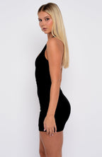 Parting Ways Halter Mini Dress Black