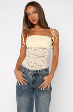 Pretty Savage Lace Bodysuit Lemon