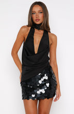 At A Glance Halter Top Black