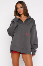 Caught Up With You Zip Front Sweater Volcanic