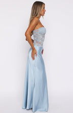 Fall In Love With You Strapless Maxi Dress Sky Blue