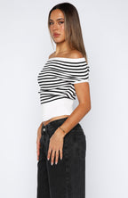 Sweet Dreams Off Shoulder Top White/Black Stripe